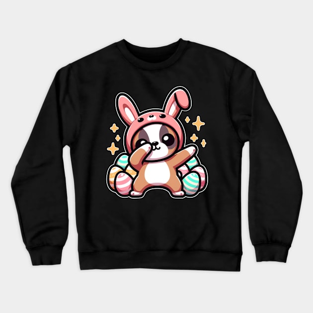 Dabbing Boxer Wearing Bunny Costume Crewneck Sweatshirt by Odetee